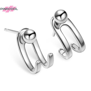 Pinkcool JEWELRY ขายดี ต่างหูเม็ดเดี่ยว เงิน S925 ประดับลูกปัด สไตล์เกาหลี เรียบง่าย แฟชั่น