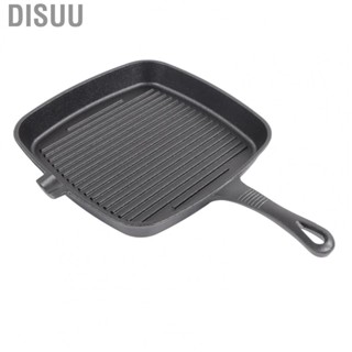 Disuu Cast Iron Grill Pan Ergonomic Long Handle Convenient Pour Spout Quadrate