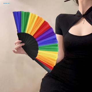Am* พัดสีรุ้ง แบบพับได้ น้ําหนักเบา ขนาดกะทัดรัด สําหรับตกแต่งงานปาร์ตี้ ท่องเที่ยว