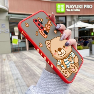 เคสโทรศัพท์มือถือ ซิลิโคนแข็ง ขอบสี่เหลี่ยม กันกระแทก ลายการ์ตูนหมีน่ารัก สําหรับ OPPO A5 2020 A9 2020