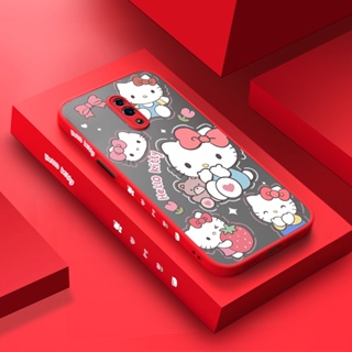 สําหรับ OPPO Reno Reno Z Reno เคสการ์ตูน Hello Kitty ด้านบาง ขอบสี่เหลี่ยม ดีไซน์ใหม่ กันกระแทก ฝ้า ใส เคสโทรศัพท์แข็ง