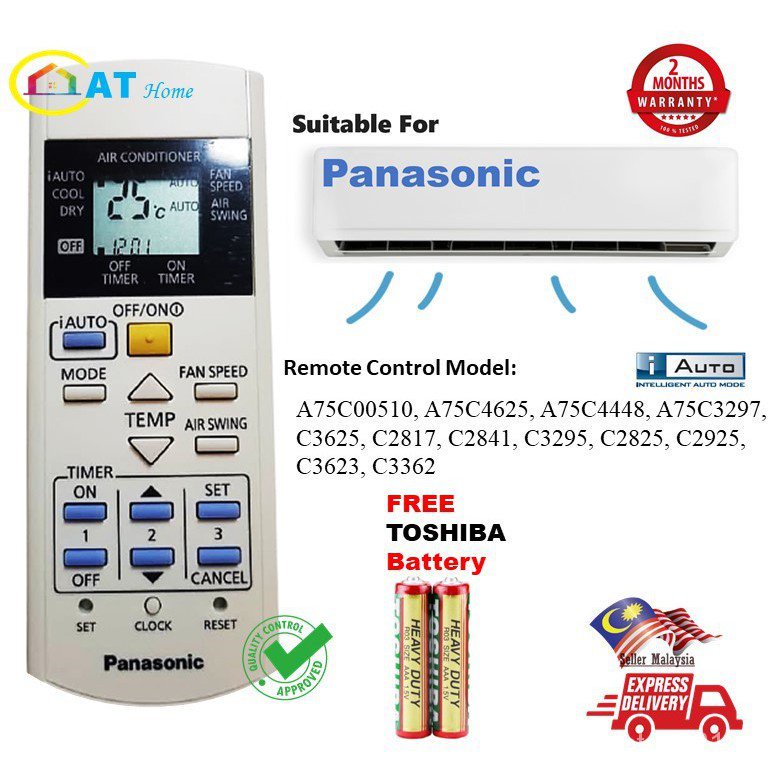 Panasonic ยานยนต์เครื่องปรับอากาศรีโมทคอนโทรล A75C4625 A75C4448 C3625 C2817 C2841 C3295 C2825 CS-PC9QKH PV18RKH