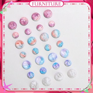 ♕ 50pcs Nail Art Flat-bottomed Round Jewelry Fantasy Smudged Two-color Aurora Resin Nail Accessories Manicure Tool For Nail Shop 7 Designs FURNITURE