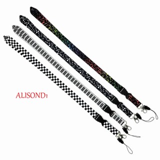 Alisond1 สายคล้องพวงกุญแจ จี้ริบบิ้น รูปตัวโน้ตดนตรี สําหรับห้อยโทรศัพท์มือถือ