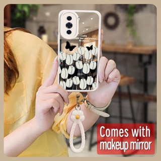 Anti drop airbag Makeup mirror Phone Case For Huawei Nova10 Liquid silicone luxurious Hangings Mirror surface dustproof