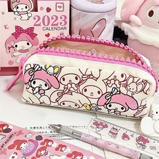 Kawaii Sanrio กระเป๋าดินสอ เครื่องเขียน ลายการ์ตูน มีซิป จุของได้เยอะ สําหรับนักเรียน