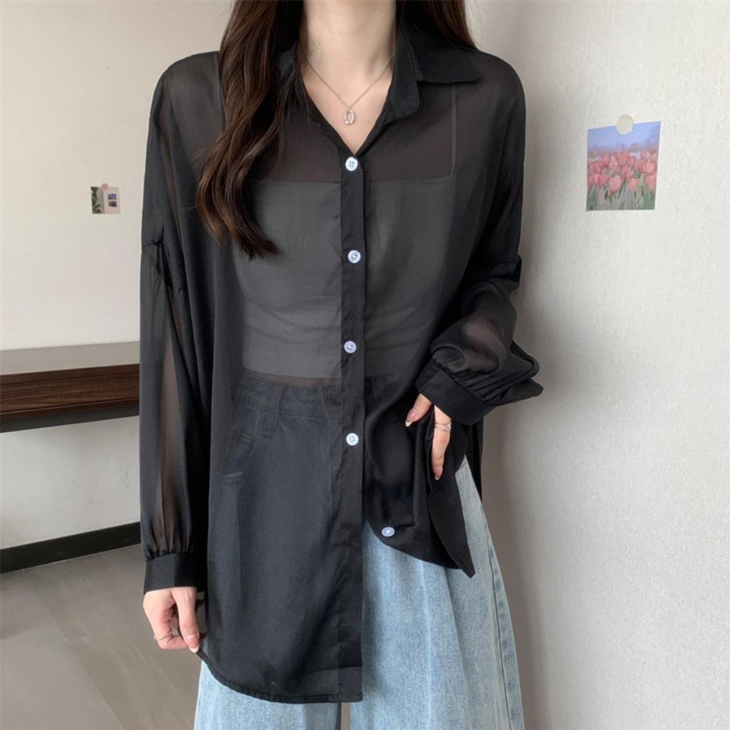 Lune_Grace.W246#เสื้อเชิ้ดแขนยาว ผ้าชีฟองสีทึบงานดี ไส่คลุมเที่ยวทะแล แก๋ๆ - รูปที่ 5