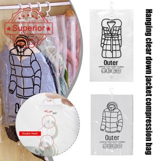 ถุงสูญญากาศ แบบแขวน ขนาดเล็ก สีโปร่งใส สําหรับจัดเก็บเสื้อแจ็กเก็ต D3S9