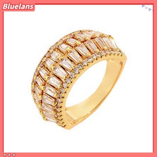 Bluelans แหวนนิ้วมือ ทรงเรขาคณิต ประดับเพทาย ปรับได้ หรูหรา เครื่องประดับ