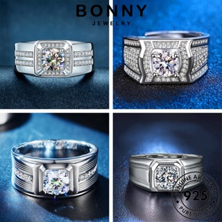 BONNY JEWELRY แท้ Silver เครื่องประดับ 925 เงิน เกาหลี เครื่องประดับ เรียบง่าย ผู้ชาย มอยส์ซาไนท์ไดมอนด์ ต้นฉบับ แฟชั่น แหวน M081