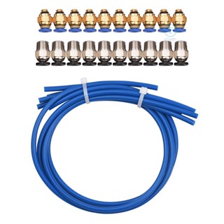 [mjia] ชุดท่อเครื่องพิมพ์ 3D PTFE 5 ชิ้น พร้อมฟิตติ้ง PC4-M6 10 ชิ้น และฟิตติ้งเชื่อมต่อ PC4-M10 10 ชิ้น สําหรับเส้นพลาสติก 1.75 มม. เครื่องพิมพ์ 3D