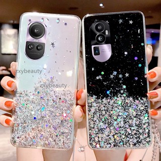 เคสโทรศัพท์มือถือแบบนิ่ม TPU ใส แต่งกลิตเตอร์ดาว ไล่โทนสี หรูหรา สําหรับ OPPO Reno 10 Pro Plus 5G 2023 Reno10 10Pro 10ProPlus Reno10Pro