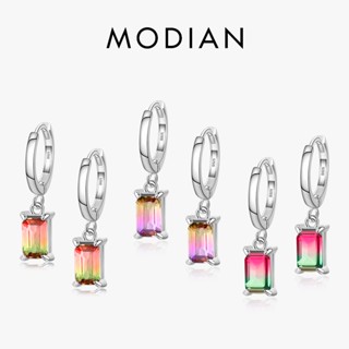 Modian ต่างหูเงินแท้ 925 ทรงสี่เหลี่ยมผืนผ้า 100% 3 สี สําหรับผู้หญิง