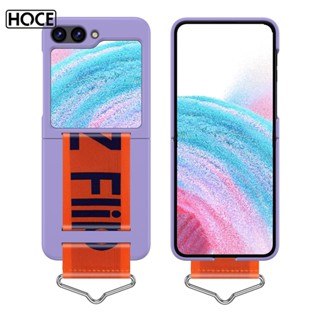 Hoce Zflip5 เคสโทรศัพท์มือถือ แบบบางพิเศษ พร้อมสายคล้องมือ สําหรับ Samsung Z Flip 5 zflip4 zflip3 5G