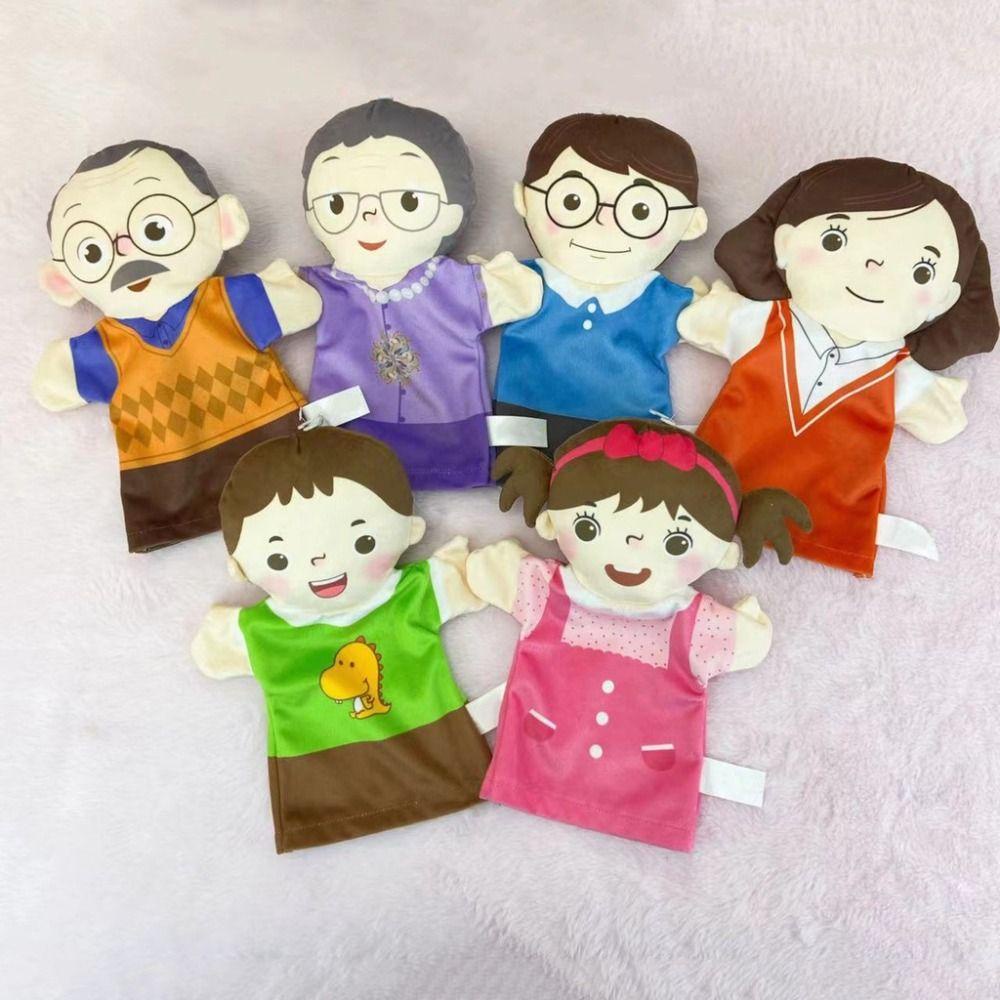 Pingying ตุ๊กตามือ พร้อมส่ง หุ่นมือครอบครัว พ่อแม่ปู่ย่าลูกชายลูกสาว ของเล่นเพื่อการเรียนรู้