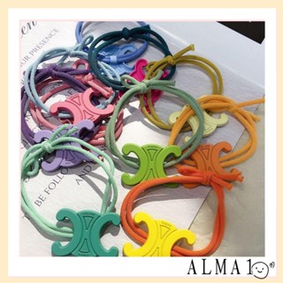 ALMA ยางรัดผม แบบยืดหยุ่น สีแคนดี้ อะคริลิค สําหรับผู้หญิง