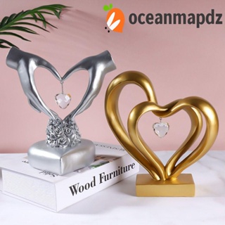 Oceanmapdz ประติมากรรมเรซิ่น รูปหัวใจ เป็นหัวใจ สีทอง สีเงิน สไตล์โมเดิร์น สําหรับวันวาเลนไทน์