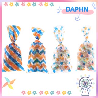 DAPHS ถุงขนมพลาสติก ลายจุด แบบพกพา 10.63 นิ้ว x 4.92 นิ้ว สีทอง ฟ้า ชมพู สําหรับใส่บิสกิต 50 ชิ้น