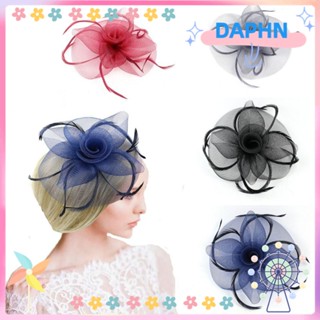 DAPHS หมวกตาข่าย ประดับขนนก ดอกไม้ สําหรับปาร์ตี้