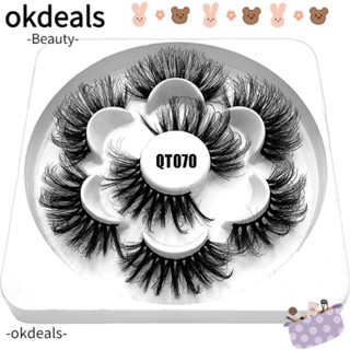 Okdeals SKONHED ขนตาปลอม ขนมิงค์เทียม 6D แบบหนา นิ่ม ใช้ซ้ําได้ แฮนด์เมด สําหรับแต่งหน้า 4 คู่