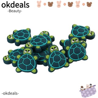 OKDEALS 10 ชิ้น ซิลิโคน หลวม ลูกปัด งานฝีมือ DIY สร้อยคอ สร้อยข้อมือ เต่า สีเขียว ลูกปัด