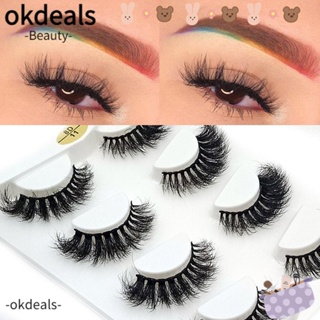 OKDEALS Skonhed ขนตาปลอม แฮนด์เมด หนา สั้น 5 คู่