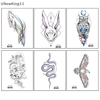 Unewking สติกเกอร์รอยสักชั่วคราว ลายสัตว์ สีดํา สําหรับผู้ชาย และผู้หญิง