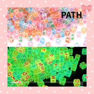 PATH ลูกปัดตัวอักษรเรืองแสงในที่มืด ทรงสี่เหลี่ยม 8 มม. สําหรับทําเครื่องประดับ