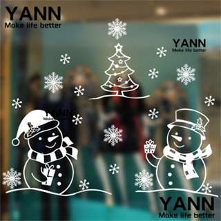 YANN1 สติกเกอร์ ลายซานตาคลอส กวาง หิมะ สีขาว สําหรับตกแต่งบ้าน คริสต์มาส