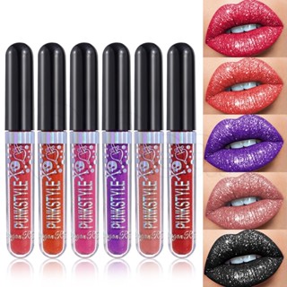 Dragonranee Devils Dream Halloween Shimmer Shiny Nude Lip Tint / Diamond Glitter Lip Gloss Kit / Long Lasting Waterproof Liquid Black Lipstick / Matte Non-stick Cup Lip Makeup