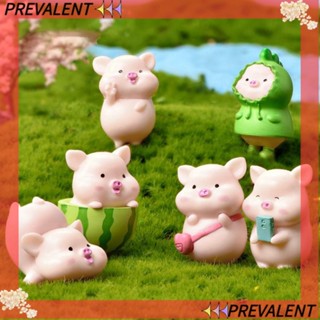 Preva ตุ๊กตาเรซิ่น PVC รูปการ์ตูนหมูน่ารัก ขนาดเล็ก สําหรับตกแต่งสวน 7 ชิ้น ต่อชุด