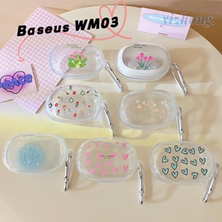 Baseus WM03 เคสหูฟัง แฟนซี ดอกทิวลิป ผีเสื้อ หน้ายิ้ม ดอกไม้ นุ่ม TPU กันกระแทก ใส เอียร์บัด พร้อมแหวนกันหาย หัวเข็มขัด ชุดหูฟัง ป้องกัน