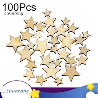 Chunrong กระดุมไม้ รูปดาว คละแบบ สําหรับตกแต่งสมุดภาพ 100 ชิ้น