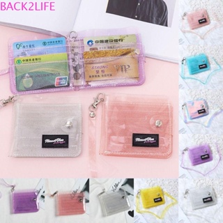 Back2life กระเป๋าสตางค์ กระเป๋าใส่บัตรเครดิต PVC สีเจลลี่ใส สไตล์เกาหลี พร้อมสายคล้องคอ สําหรับผู้หญิง