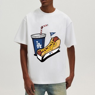 รูปแบบ LA อเมริกันบาร์อาชีพเมเจอร์ลีก Baseball MLB พิมพ์เสื้อยืดแขนสั้นโคล่าเบอร์เกอร์ธีม