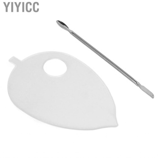 Yiyicc Clear Nail Art Palette  Easy Cleaning Thumb Hole Design Leaf Shape Acrylic Prevent Deformation Makeup Mixed Color Board with Spatula for Home