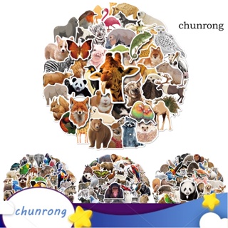 Chunrong สติกเกอร์ PVC ลายสัตว์ป่าน่ารัก กันน้ํา มีกาวในตัว สําหรับติดตกแต่งขวดแล็ปท็อป ขวดน้ํา 50 ชิ้น