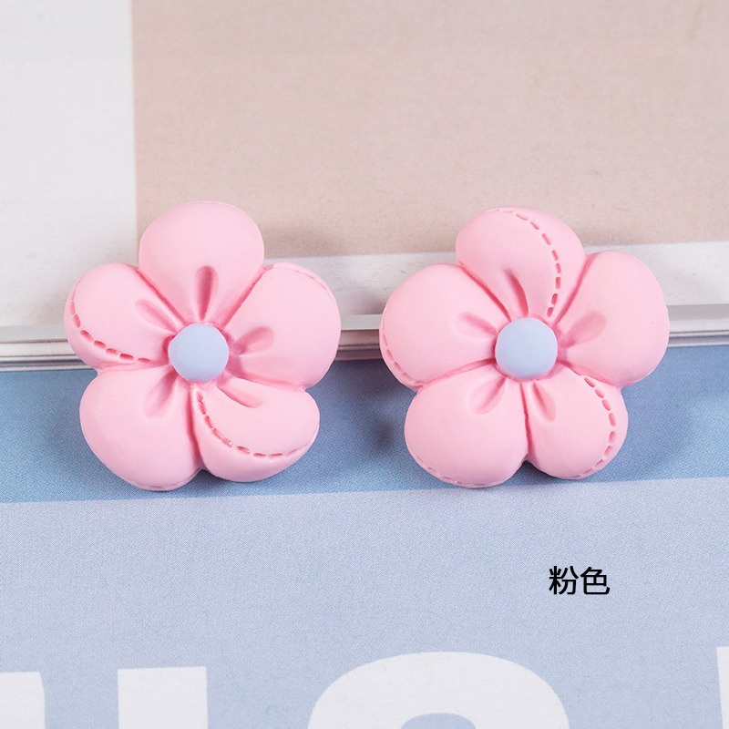 Crocs Jibbitz การ์ตูนเรซิ่น Charm สีดอกไม้ Frosted ห้ากลีบดอกไม้ 2.5D DIY รองเท้าเรซิ่น Charm ปุ่ม 1 ชิ้น