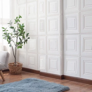 50 ชิ้นวอลล์เปเปอร์กาวออกแบบ 3d โฟมผนังกระดาษ Dinding DIY สติ๊กเกอร์ผนังตกแต่งหลังคาเพดาน Home Wall Panner Decor Easy Stick