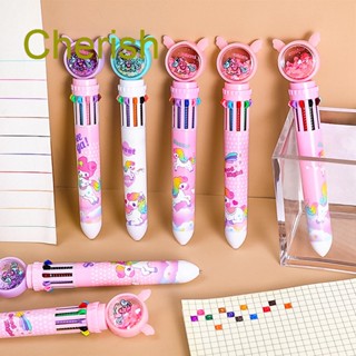 Cherish ปากกาหมึกเจล ลายการ์ตูนยูนิคอร์นน่ารัก สีชมพู 10 สี สําหรับโรงเรียน สํานักงาน