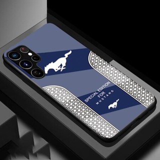 เคสโทรศัพท์มือถือกระจกนิรภัย แบบแข็ง ลาย Ford Mustang หรูหรา สําหรับ Samsung S22 S23 S21 Ultra Plus FE