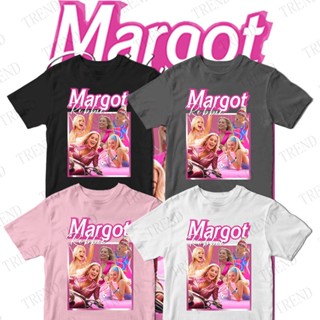 เสื้อยืดแขนสั้น ผ้าฝ้าย พิมพ์ลาย Barbie Margot Robbie ทรงหลวม สไตล์วินเทจ อเมริกัน พลัสไซซ์ แฟชั่นฤดูร้อน สําหรับผู้ชาย