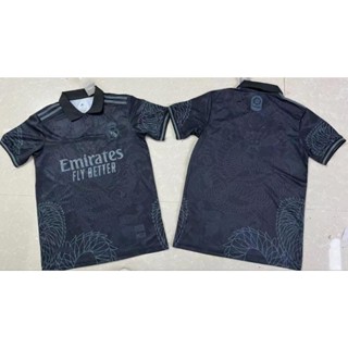 เสื้อกีฬาแขนสั้นลําลอง ลายทีม REAL MADRID DRAGON BLACK ของแท้ เหมาะกับฤดูร้อน