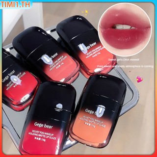 Gege Bear ลิปกลอส Velvet Fog Mist Matte Lip Glaze Plain Easy Color Non-stick Cup Not Easy To Fade | เวลา1