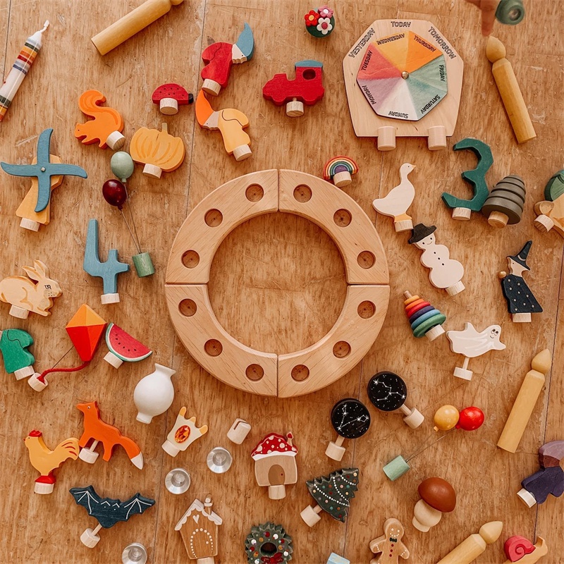 แหวนไม้ รูปสัตว์ ดอกไม้ ตามเทศกาลวันเกิด ของเล่นสําหรับเด็ก