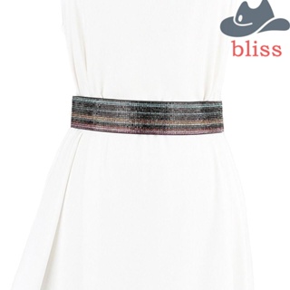 Bliss เข็มขัดรัดตัว ประดับพลอยเทียม ขอบกว้าง สไตล์เรโทร แฟชั่นสําหรับผู้หญิง