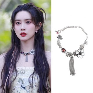 [พร้อมส่ง] Taohuawu Mengziyi สร้อยคอพู่ ลายดอกไม้ สไตล์พังก์ หรูหรา ระดับไฮเอนด์ เรโทร เครื่องประดับ สําหรับผู้หญิง