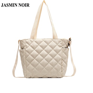 Jasmin NOIR กระเป๋าสะพายไหล่ กระเป๋าถือ ผ้าไนล่อน ลายสก๊อต สําหรับสตรี