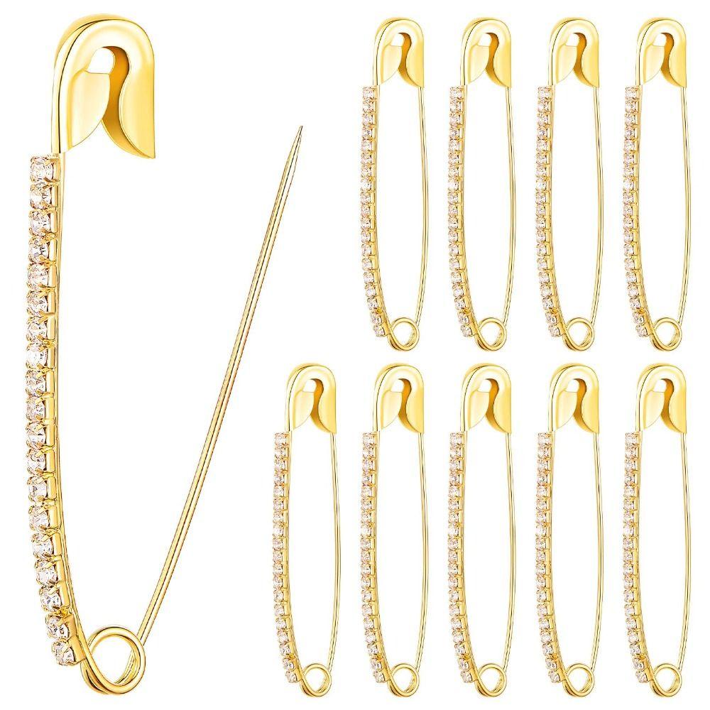 ALIZAR เข็มกลัดผ้าคลุมไหล่เสื้อกันหนาว แบบคริสตัลเงินและทอง สไตล์ปลอดภัย Lapel Collar เสริมแต่งเสื้อผ้า - รูปที่ 6