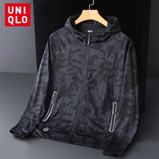 Uniqlo ใหม่ เสื้อแจ็กเก็ต แขนยาว มีฮู้ด ลายพราง คุณภาพสูง สําหรับผู้ชาย